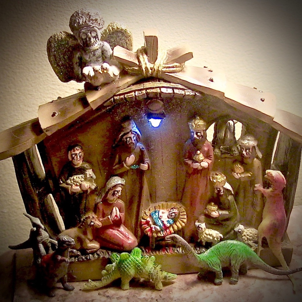 OOAK Zombie Nativity With Dinosaurs